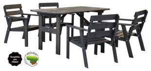 Набор наружной мебели - стол и 4 стула, серый, сделано в Литве цена и информация | Комплекты уличной мебели | kaup24.ee