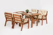 Välimööbli komplekt laud ja 4 tooli, pruuni värvi, helebeežide patjadega, valmistatud Leedus цена и информация | Aiamööbli komplektid | kaup24.ee