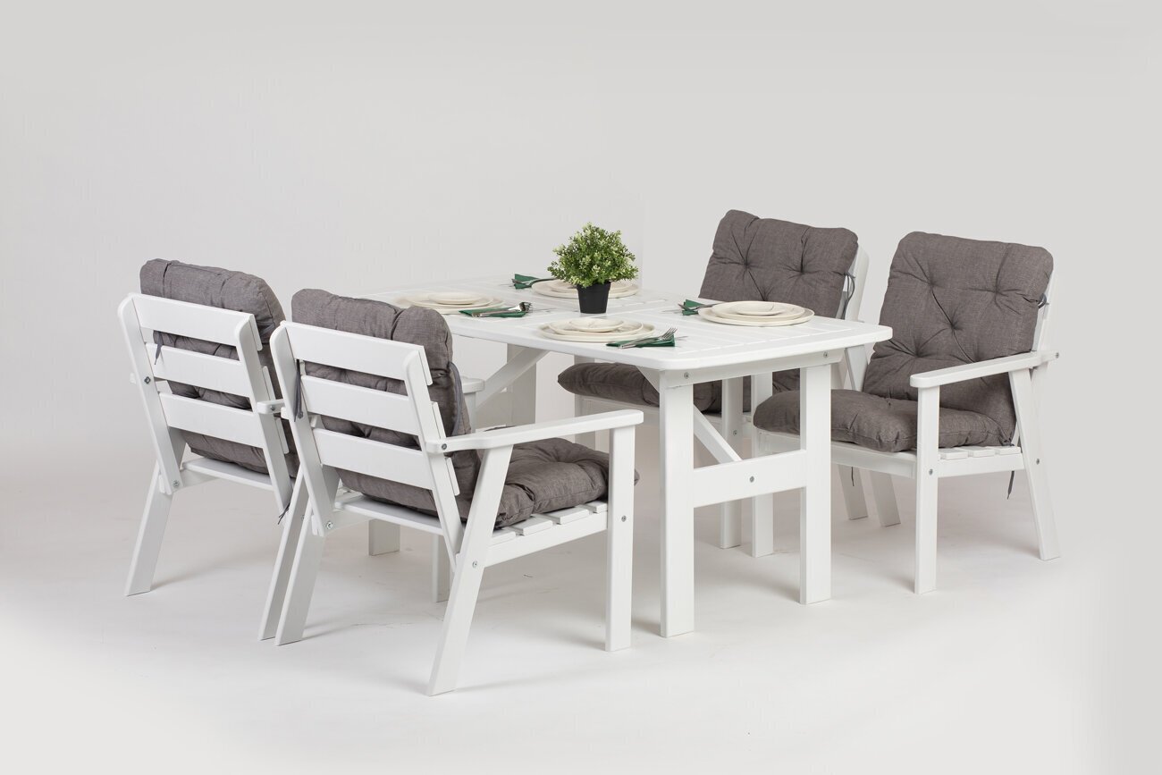 Välimööbli komplekt: laud ja 4 tooli, valge цена и информация | Aiamööbli komplektid | kaup24.ee
