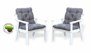Стильный комплект белых садовых стульев «Atlanta» 2 шт., с серыми подушками цена и информация | Садовые стулья, кресла, пуфы | kaup24.ee