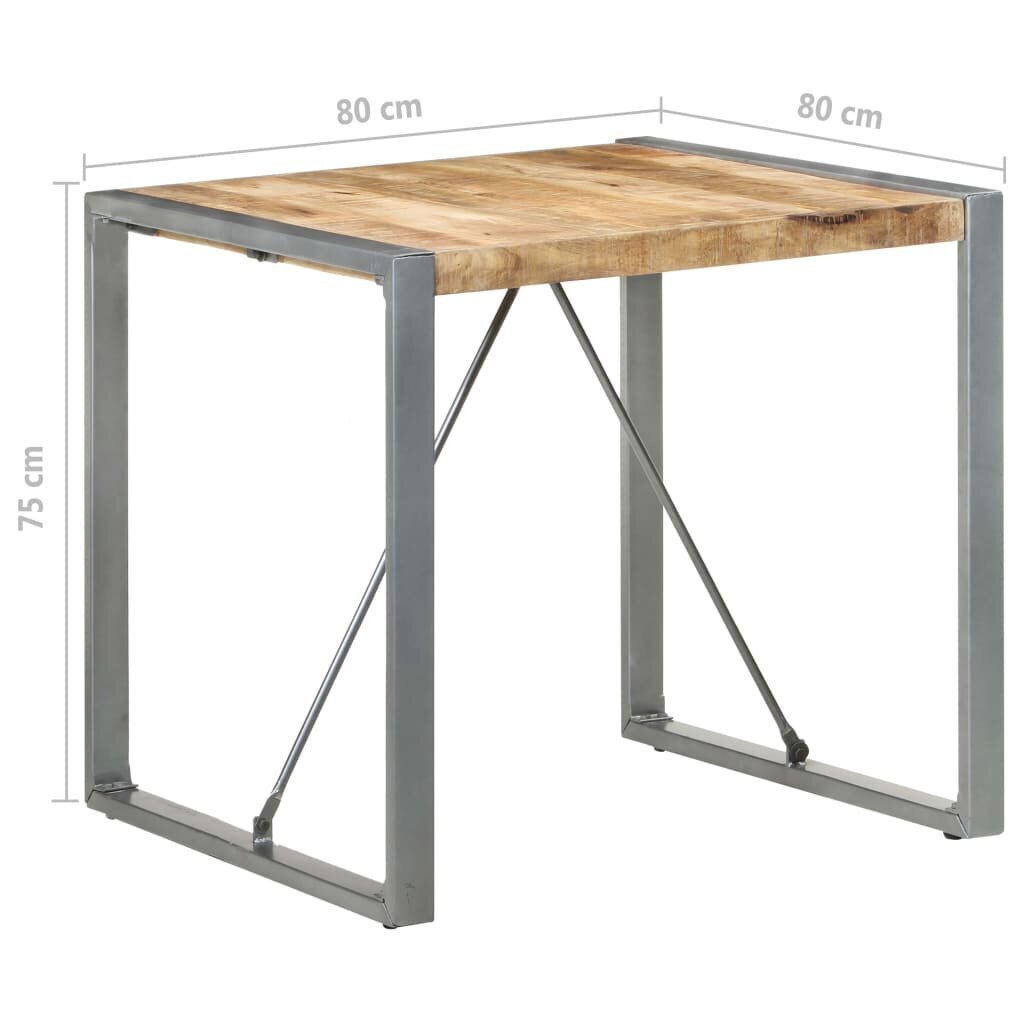 Söögilaud vidaXL, 80 x 80 x 75 cm, töötlemata mangopuit hind ja info | Köögi- ja söögilauad | kaup24.ee