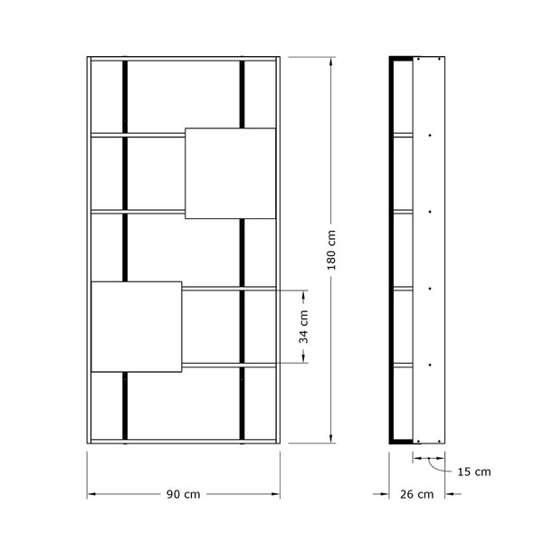 Eraldiseisev riiul Kalune Design Bookshelf 775, 180 cm, valge/must tagasiside
