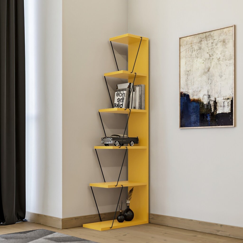 Riiul Kalune Design Bookshelf 854, kollane/must hind ja info | Riiulid | kaup24.ee