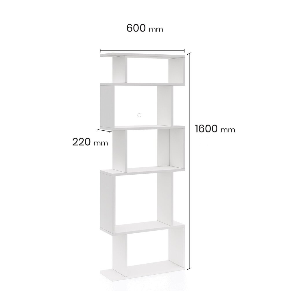 Eraldiseisev riiul Kalune Design Bookshelf 598, 60 cm, valge цена и информация | Riiulid | kaup24.ee