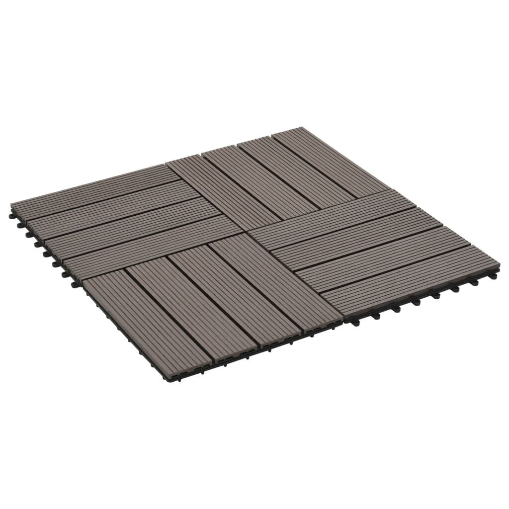 Terrassiplaadid VidaXL, WPC, 30 x 30 cm, 1 m², tumepruun, 11 tk hind ja info | Terrassipõrandad | kaup24.ee