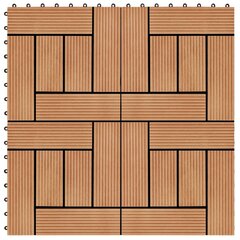 Terrassiplaadid VidaXL, WPC, 30 x 30 cm, 1 m², tiikpuidu värvi, 11 tk hind ja info | Terrassipõrandad | kaup24.ee