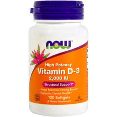 Now Foods Vitamiin D3 2000IU (120 softgels) цена и информация | Витамины, пищевые добавки, препараты для хорошего самочувствия | kaup24.ee