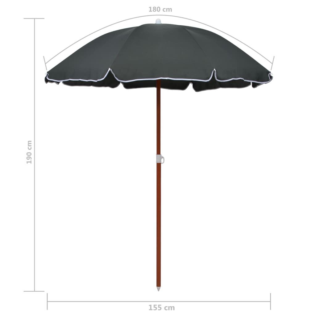 Päikesevari VidaXL, teraspostiga, 180 cm, antratsiithall цена и информация | Päikesevarjud, markiisid ja alused | kaup24.ee