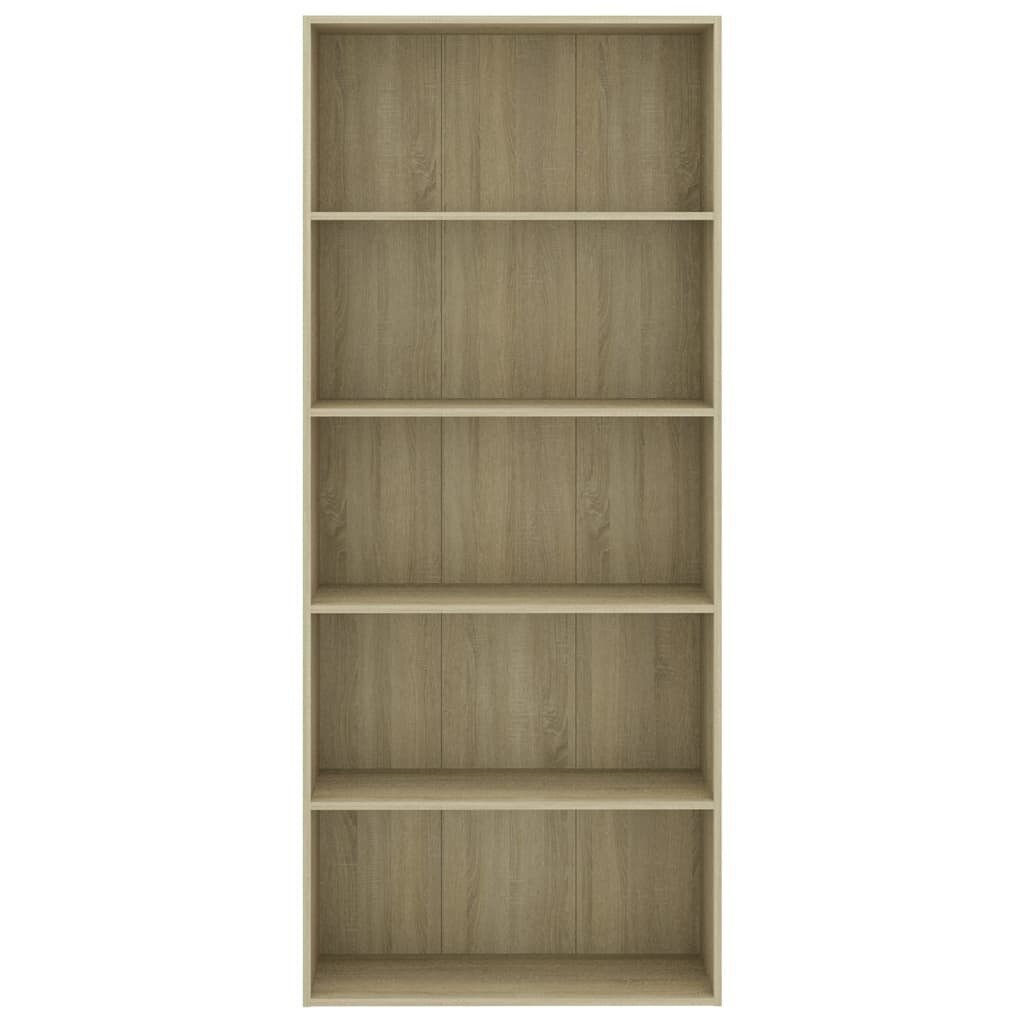 5-korruseline raamaturiiul VidaXL. Sonoma tamm, 80 x 30 x 189 cm, puitlaastplaat hind ja info | Riiulid | kaup24.ee