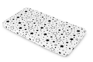 Простыня с резинкой Sensillo, белая, черные звезды, 120*60, 2210 цена и информация | Простыни | kaup24.ee