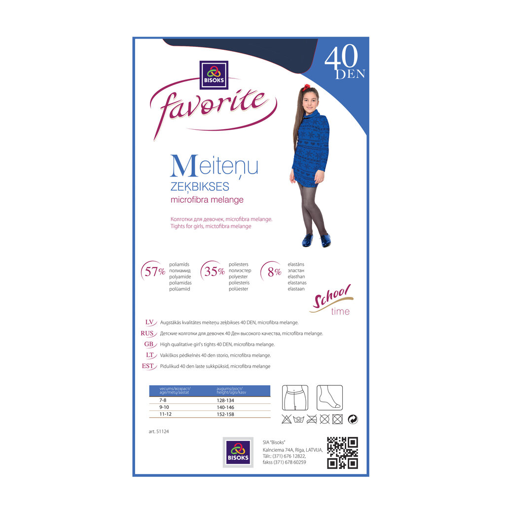 Tüdrukute sukkpüksid Favorite microfibra melange 40 den 51124 d.blue melange hind ja info | Tüdrukute sukkpüksid ja sokid | kaup24.ee