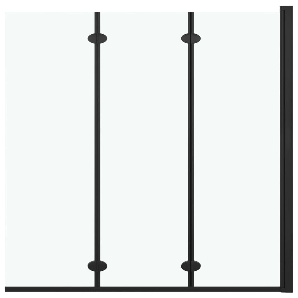 vidaXL volditav dušinurk kolme paneeliga, ESG, 130 x 138 cm, must hind ja info | Dušikabiinid | kaup24.ee