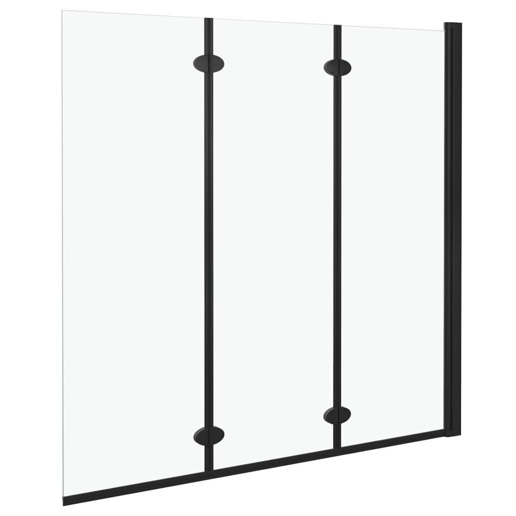 vidaXL volditav dušinurk kolme paneeliga, ESG, 130 x 138 cm, must цена и информация | Dušikabiinid | kaup24.ee