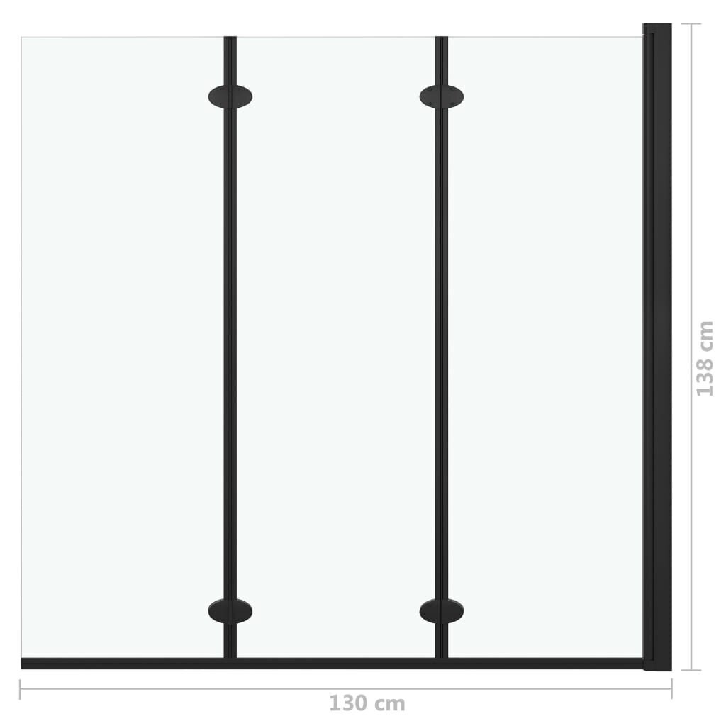 vidaXL volditav dušinurk kolme paneeliga, ESG, 130 x 138 cm, must hind ja info | Dušikabiinid | kaup24.ee