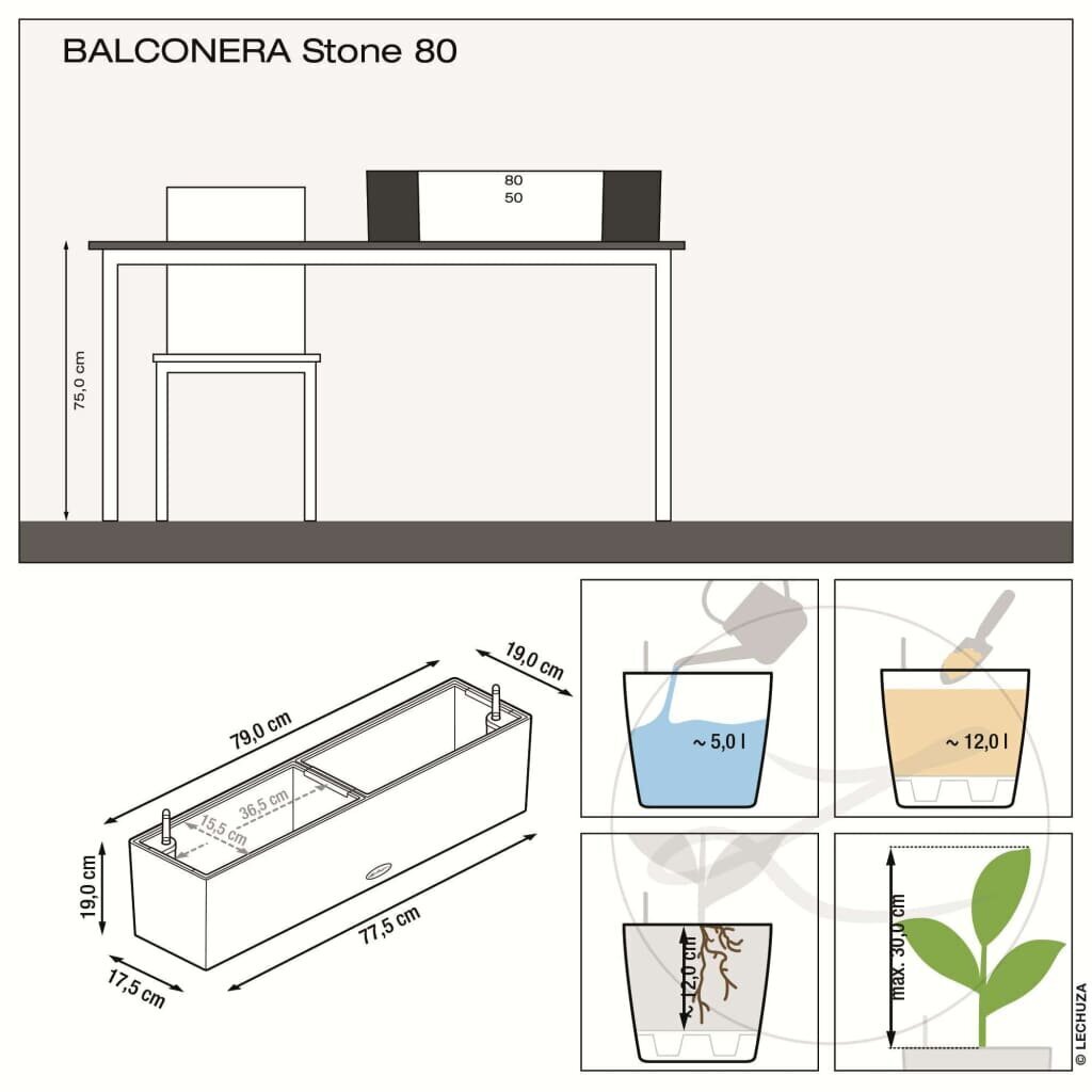 LECHUZA taimekast „BALCONERA Color 80 ALL-IN-ONE” beež цена и информация | Lillekastid | kaup24.ee