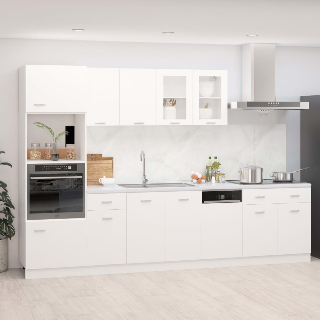 7-osaline köögikapi komplekt vidaXL, valge, puitlaastplaat цена и информация | Köögimööbli komplektid | kaup24.ee