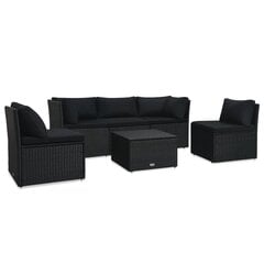Набор уличной диванной мебели, 7 штук, полиуретан, черный цена и информация | Комплекты уличной мебели | kaup24.ee