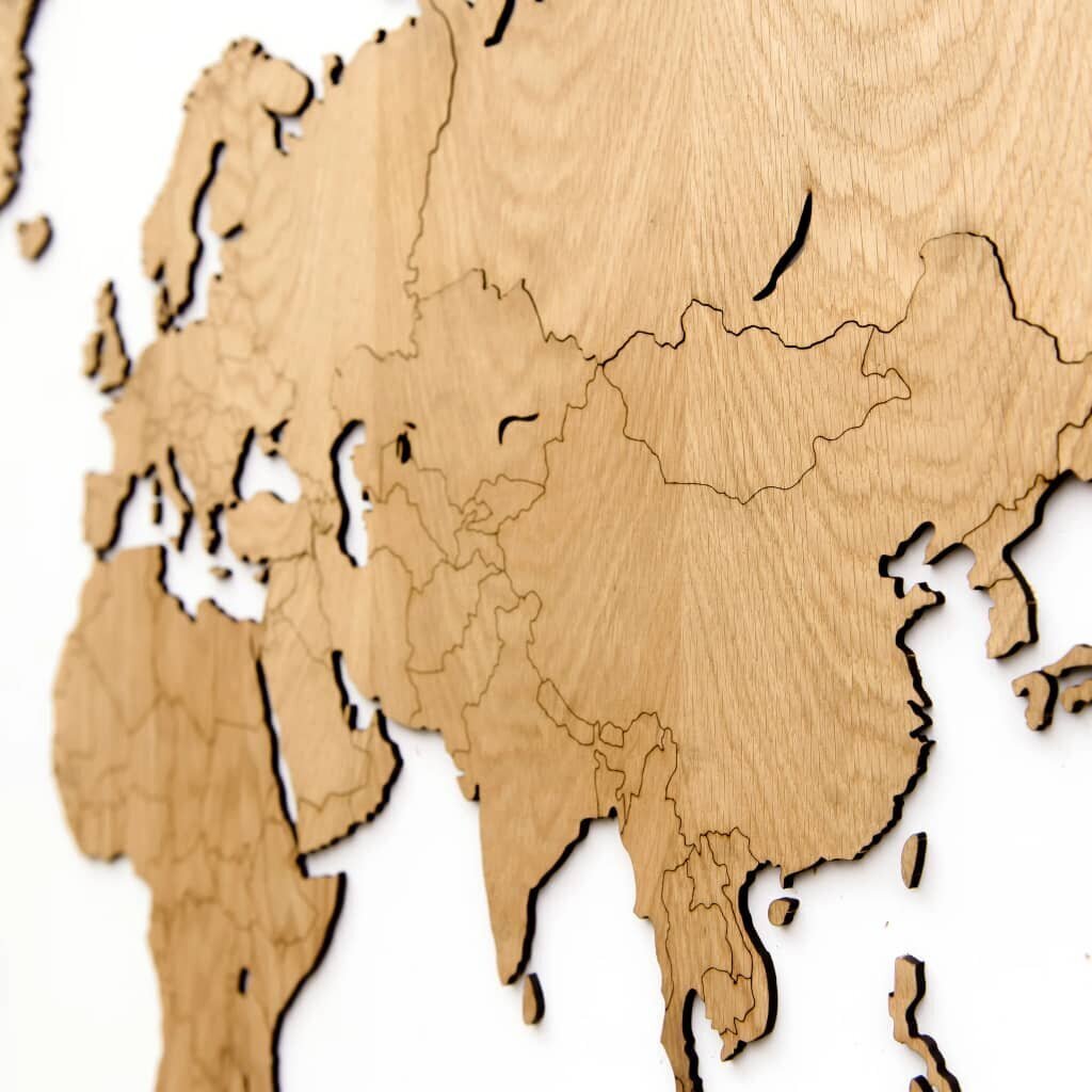 MiMi Innovations puidust maailmakaart "Exclusive" tamm 130x78 cm hind ja info | Seinapildid | kaup24.ee