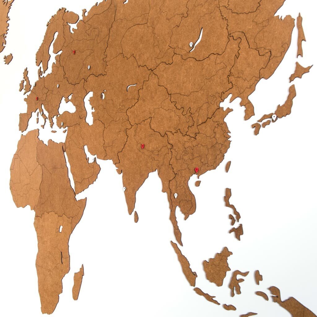 MiMi Innovations puidust seina maailmakaart, "Giant" pruun, 280x170 cm hind ja info | Seinapildid | kaup24.ee