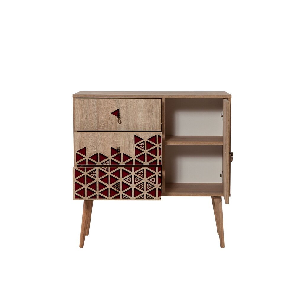 Kummut Kalune Design Dresser 3442, tamme värv/punane hind ja info | Kummutid | kaup24.ee