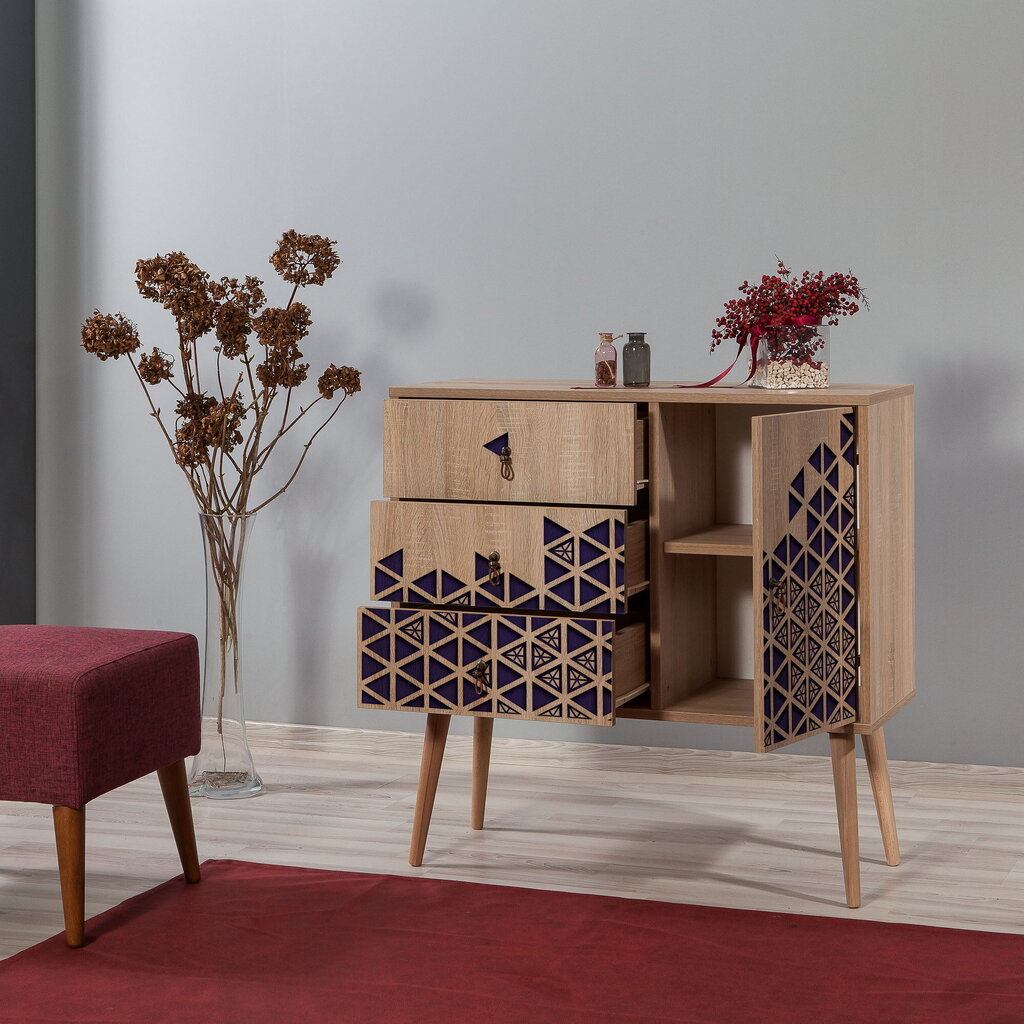 Kummut Kalune Design Dresser 3443, tamme värv/lilla hind ja info | Kummutid | kaup24.ee