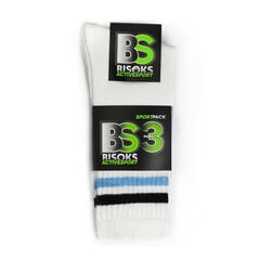 Спортивные носки в комплекте 3 пары Bisoks 11011k white/2 stripes black/light blue цена и информация | Meeste sokid | kaup24.ee