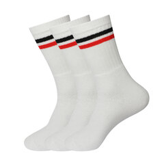 Спортивные носки в комплекте 3 пары Bisoks 11011k white/2 stripes black/red цена и информация | Meeste sokid | kaup24.ee