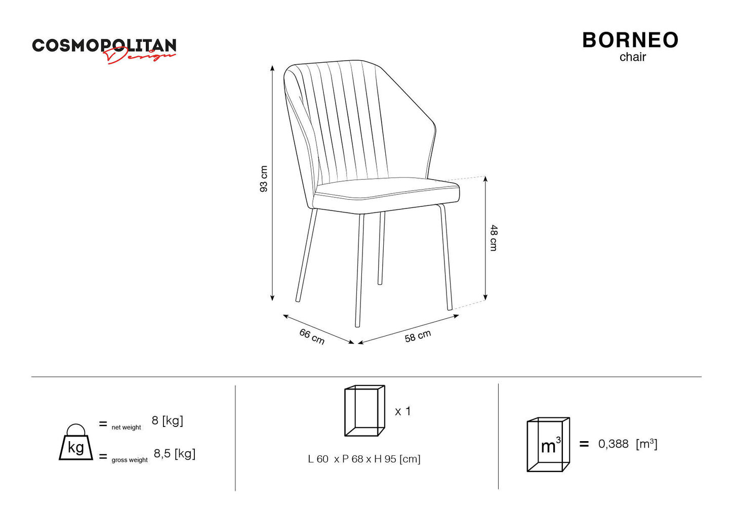 Tool Cosmopolitan Design Borneo 7, tumesinine hind ja info | Söögitoolid, baaritoolid | kaup24.ee