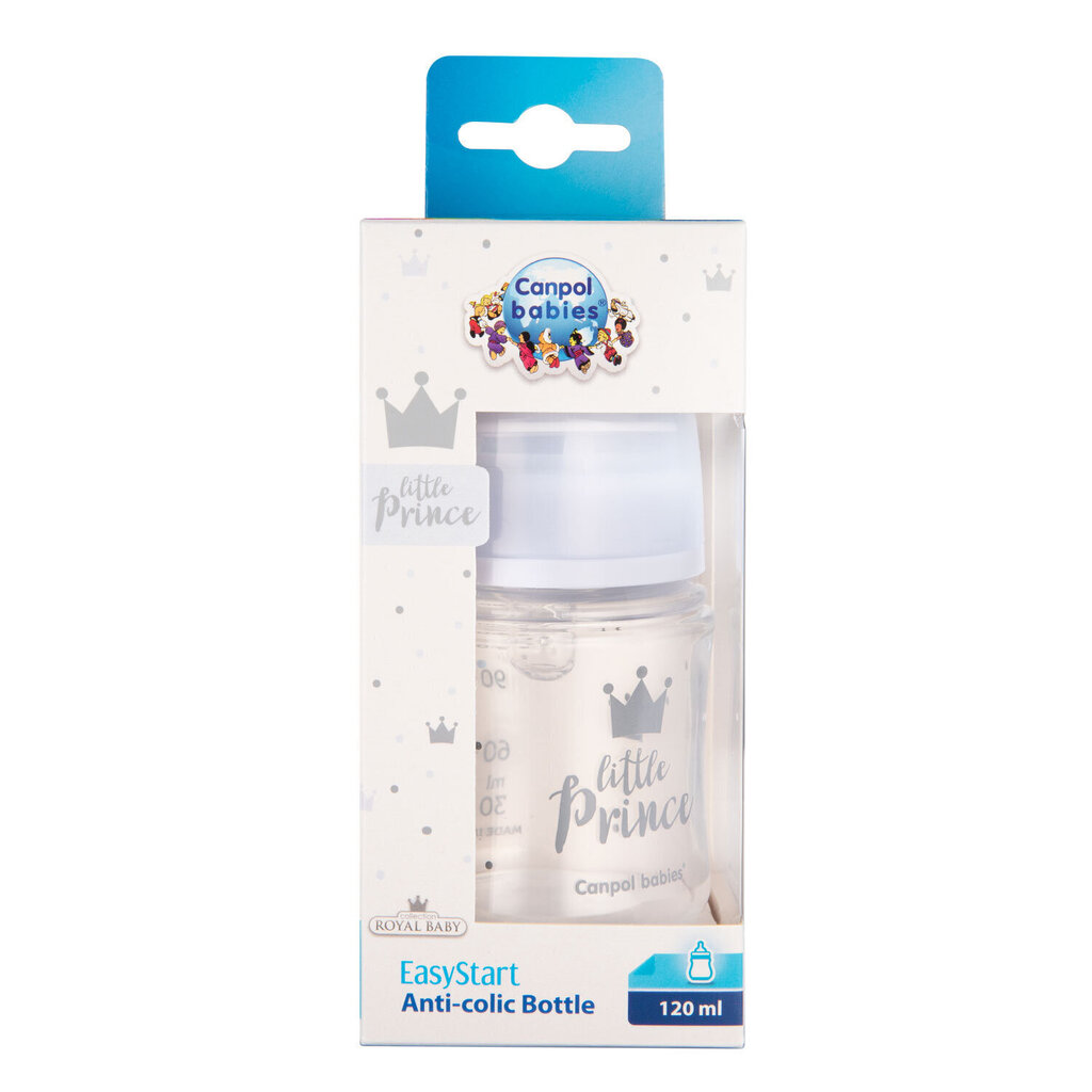 Laia kaelaga pudel Canpol babies, Anti-colic PP Easy Start Royal Baby, 120 ml, 35/233, blue hind ja info | Lutipudelid ja aksessuaarid | kaup24.ee