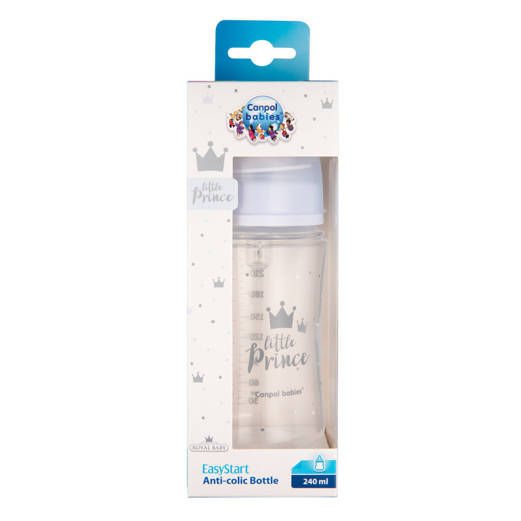 Laia kaelaga pudel Canpol babies, Anti-colic PP Easy Start Royal Baby, 240 ml, 35/234, blue hind ja info | Lutipudelid ja aksessuaarid | kaup24.ee