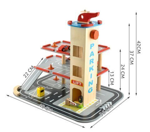 Puidust garaaž masinate ja helikopteriga цена и информация | Poiste mänguasjad | kaup24.ee