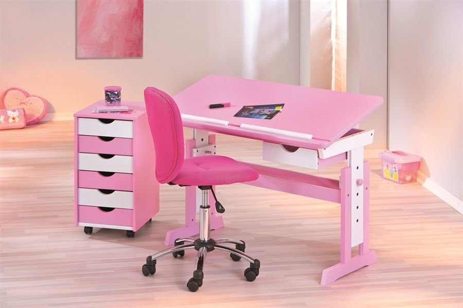 Kirjutuslaud Cecilia, roosa/valge hind ja info | Arvutilauad, kirjutuslauad | kaup24.ee