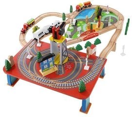 Деревянный железнодорожный путь. 88 частей цена и информация | Игрушки для мальчиков | kaup24.ee
