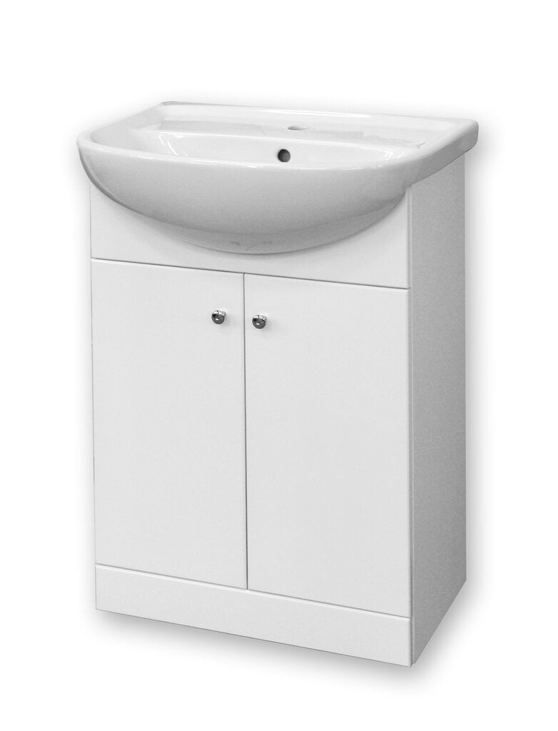 Alumine vannitoakapp kraanikausiga Perlas VA60-1/P, valge hind ja info | Vannitoakapid | kaup24.ee