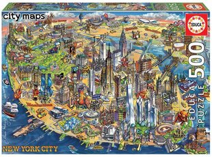 Головоломка Карта Нью-Йорка, 500 деталей цена и информация | Пазлы | kaup24.ee