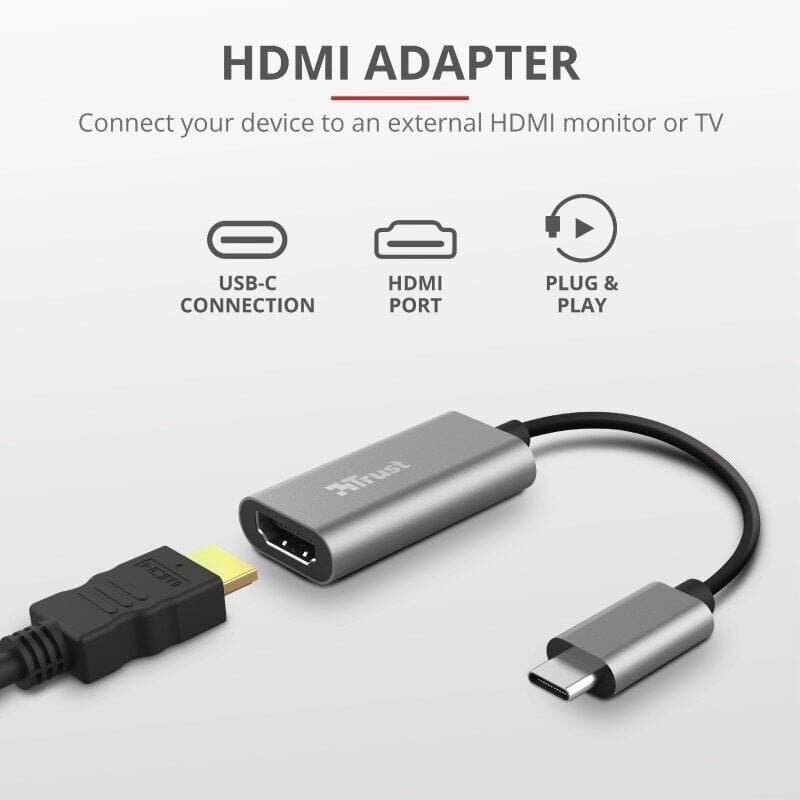 Adapter Trust Dalyx USB-C/HDMI, 20 cm цена и информация | USB jagajad, adapterid | kaup24.ee