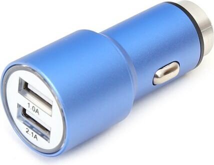OMEGA auto USB-laadija metallist 2xUSB 5V 2.1A sinine hind ja info | Mobiiltelefonide laadijad | kaup24.ee