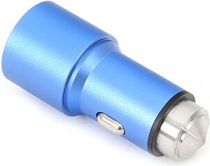 Автомобильное USB зарядное устройство OMEGA металлическое 2xUSB 5В 2.1A синее цена и информация | Зарядные устройства для телефонов | kaup24.ee