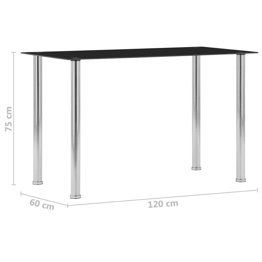 vidaXL söögilaud, must, 120 x 60 x 75 cm, karastatud klaas цена и информация | Köögi- ja söögilauad | kaup24.ee