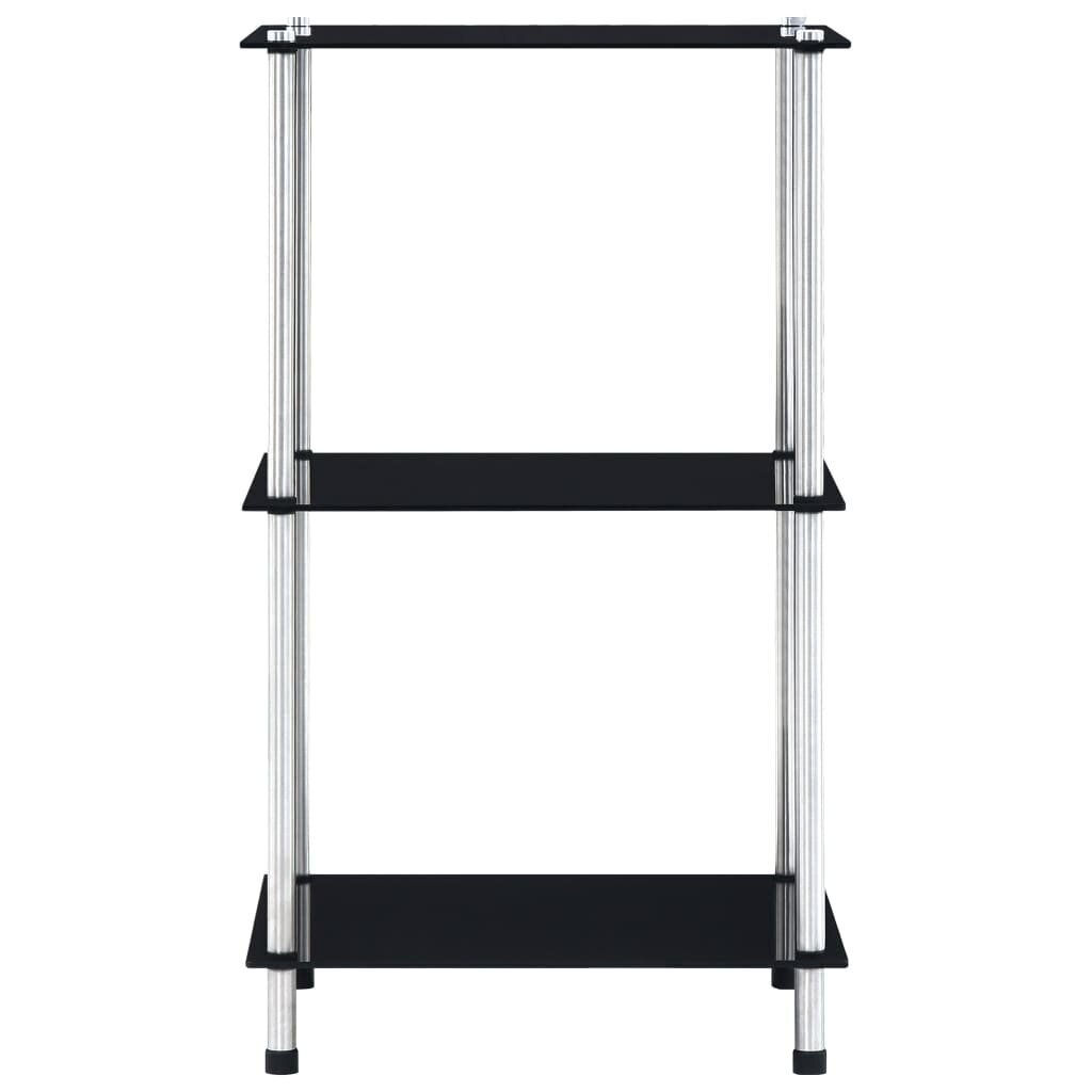 vidaXL 3-korruseline riiul, must 40 x 40 x 67 cm, karastatud klaas hind ja info | Riiulid | kaup24.ee