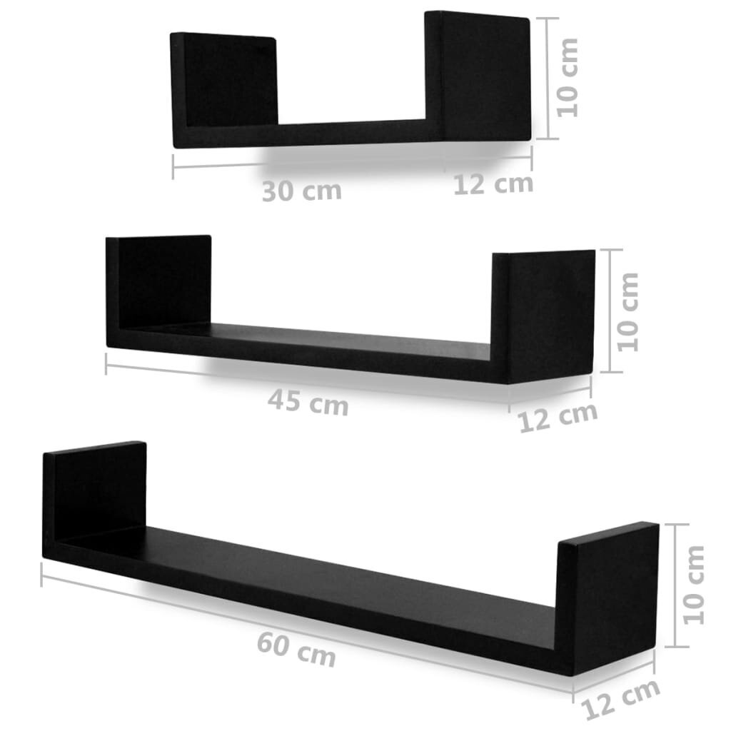 vidaXL seinariiulid, 6 tk, must hind ja info | Riiulid | kaup24.ee