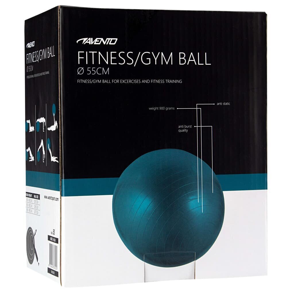 Avento fitness pall 55 cm läbimõõt, hõbedane hind ja info | Võimlemispallid | kaup24.ee