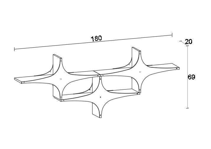 Seinariiul Kalune Design Wall Shelf 775, 180 cm, valge/must цена и информация | Riiulid | kaup24.ee