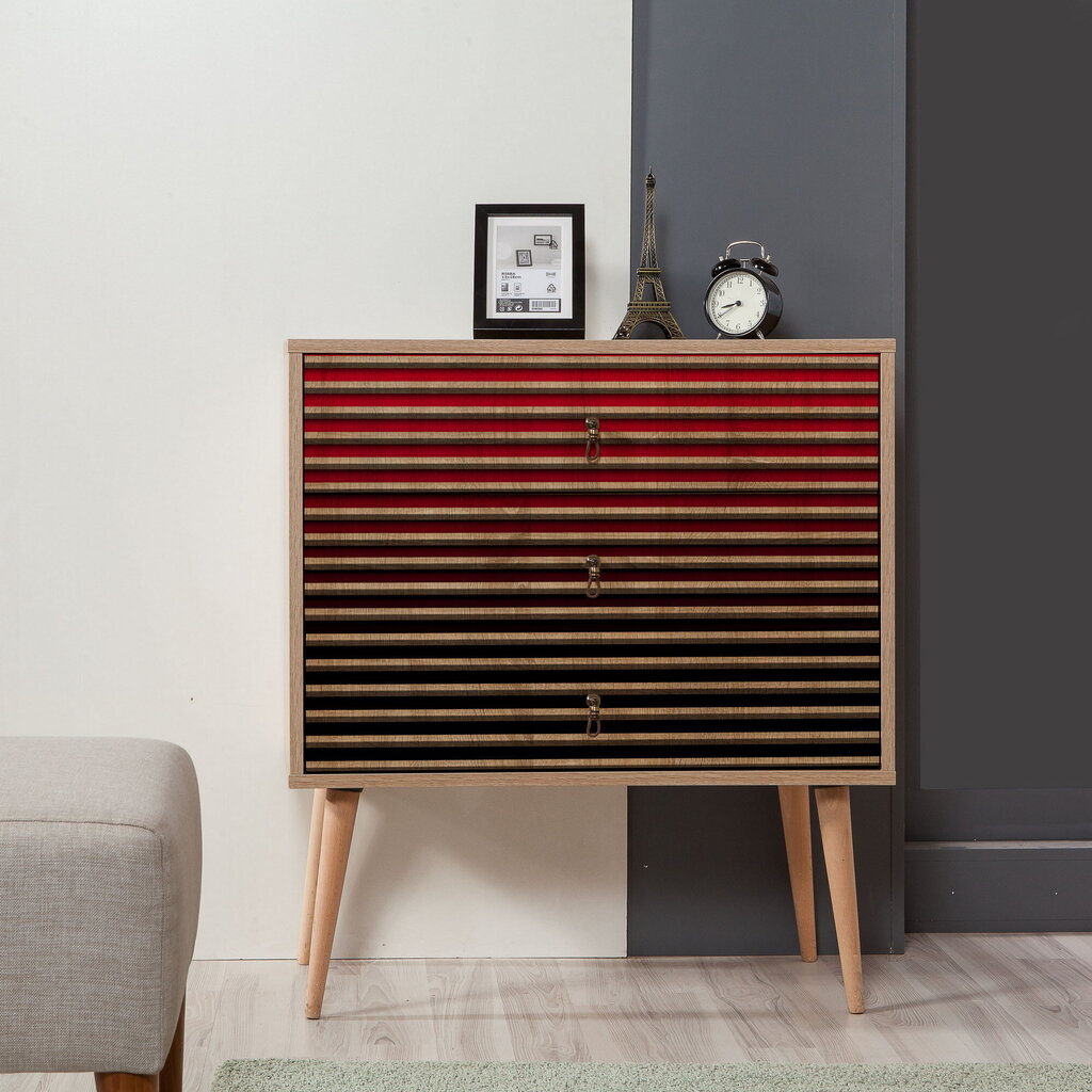 Kummut Kalune Design Dresser 3433, tamme värv/punane hind ja info | Kummutid | kaup24.ee