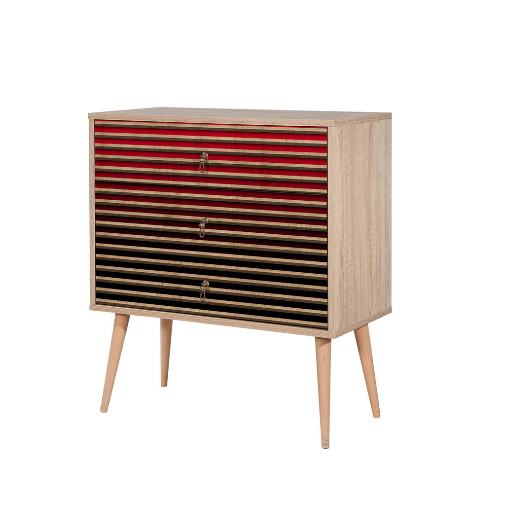 Kummut Kalune Design Dresser 3433, tamme värv/punane hind ja info | Kummutid | kaup24.ee