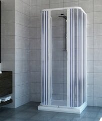 Kolme külje ja keskava abil PVC pikendatav dušikabiin, valge, 100x100x100 hind ja info | Dušikabiinid | kaup24.ee