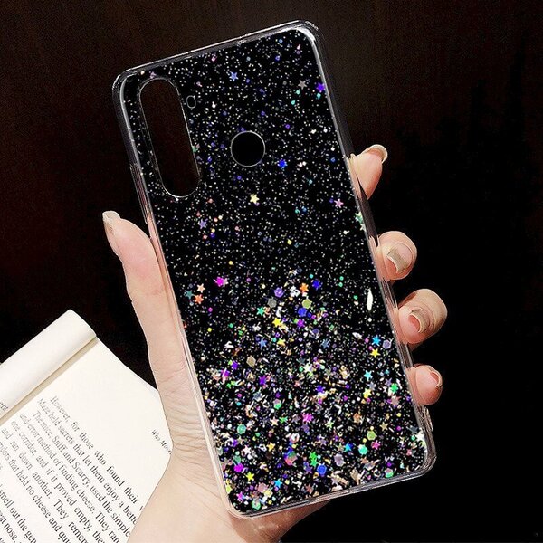Fusion glue glitter silikoonist ümbris Samsung G998 Galaxy S21 Ultra 5G, must soodsam