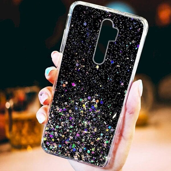 Fusion glue glitter silikoonist ümbris Samsung A725 / A726 Galaxy A72 / A72 5G, must hind