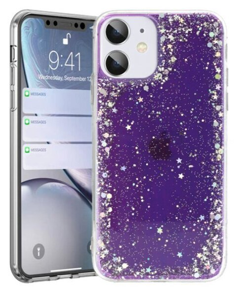 Fusion Glue Glitter ümbris silikoonist ümbris Samsung A725 / A726 Galaxy A72 / A72 5G, lilla