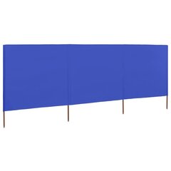 vidaXL tuulekaitse sein 3 paneelist, kangas, 400 x 120 cm, taevasinine hind ja info | Päikesevarjud, markiisid ja alused | kaup24.ee